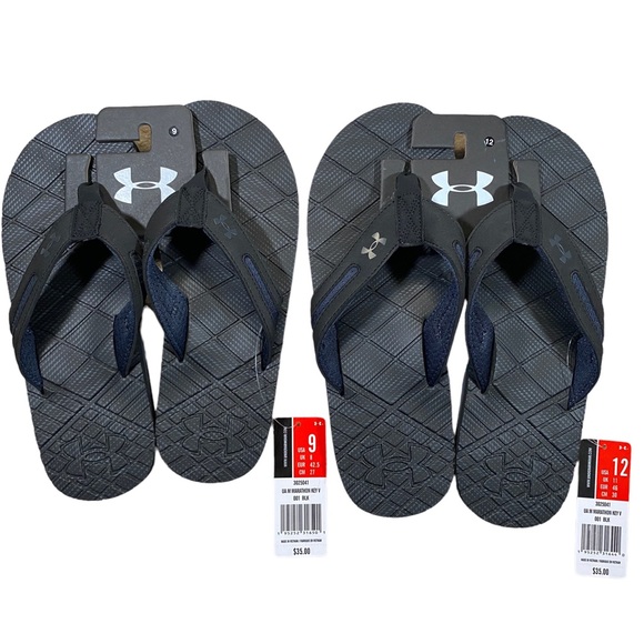 Under Armour black flip flops men's size 9 and 12 NWT - Picture 2 of 8